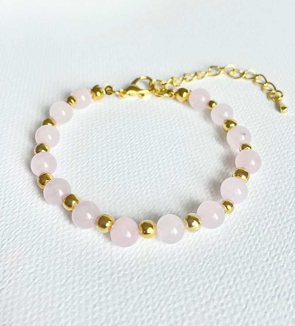 Rose Quartz with Gold Bead