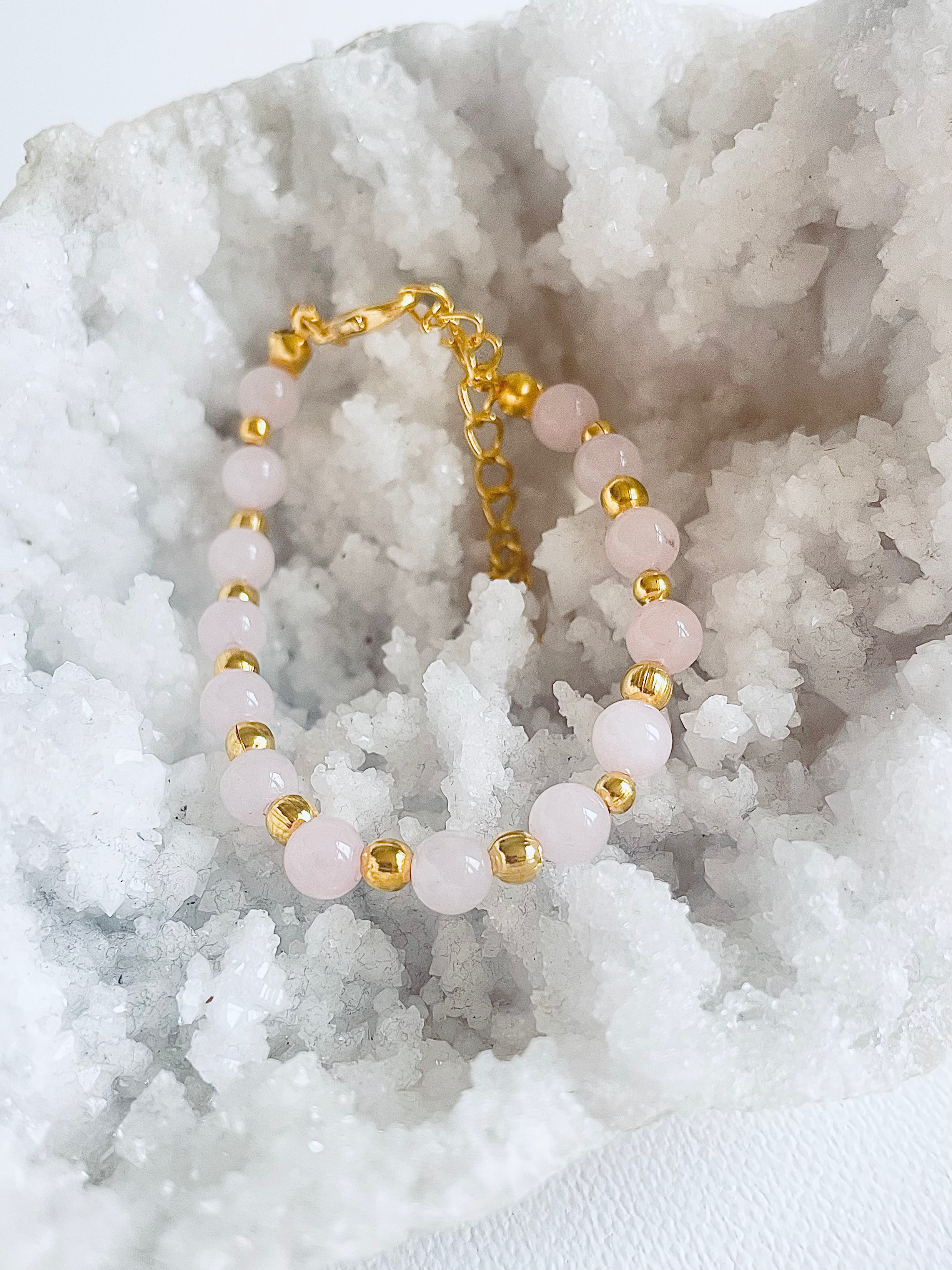 Rose Quartz with Gold Bead