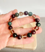 Garnet, Smoky Quartz and Moss Agate