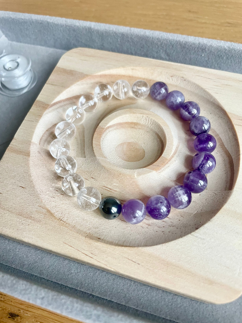 Amethyst, Clear Quartz and Hematite