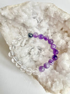 Amethyst, Clear Quartz and Hematite