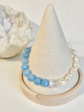 Natural Freshwater Pearl, Aquamarine and Selenite