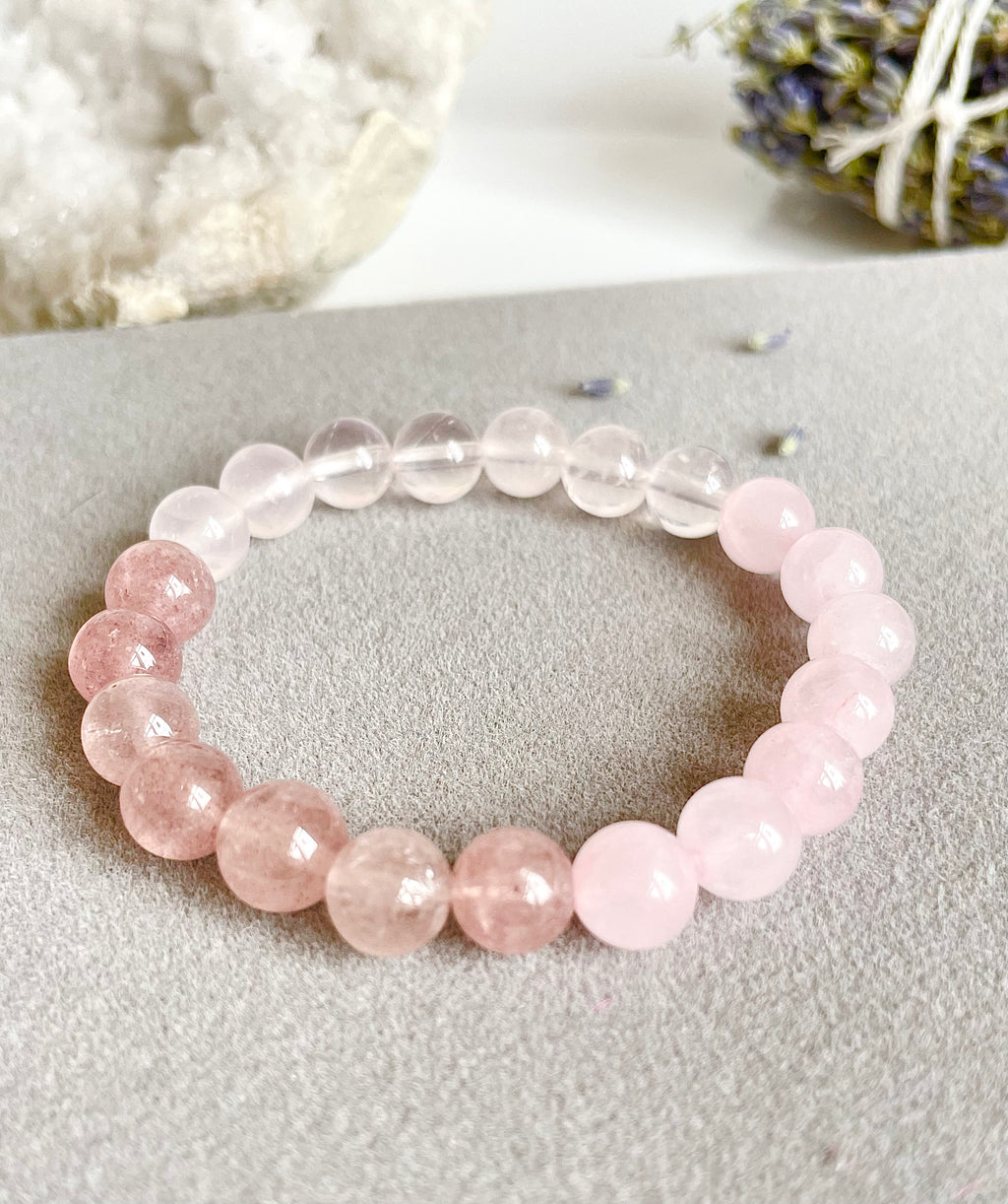 Rose Quartz, Strawberry Quartz and Morganite