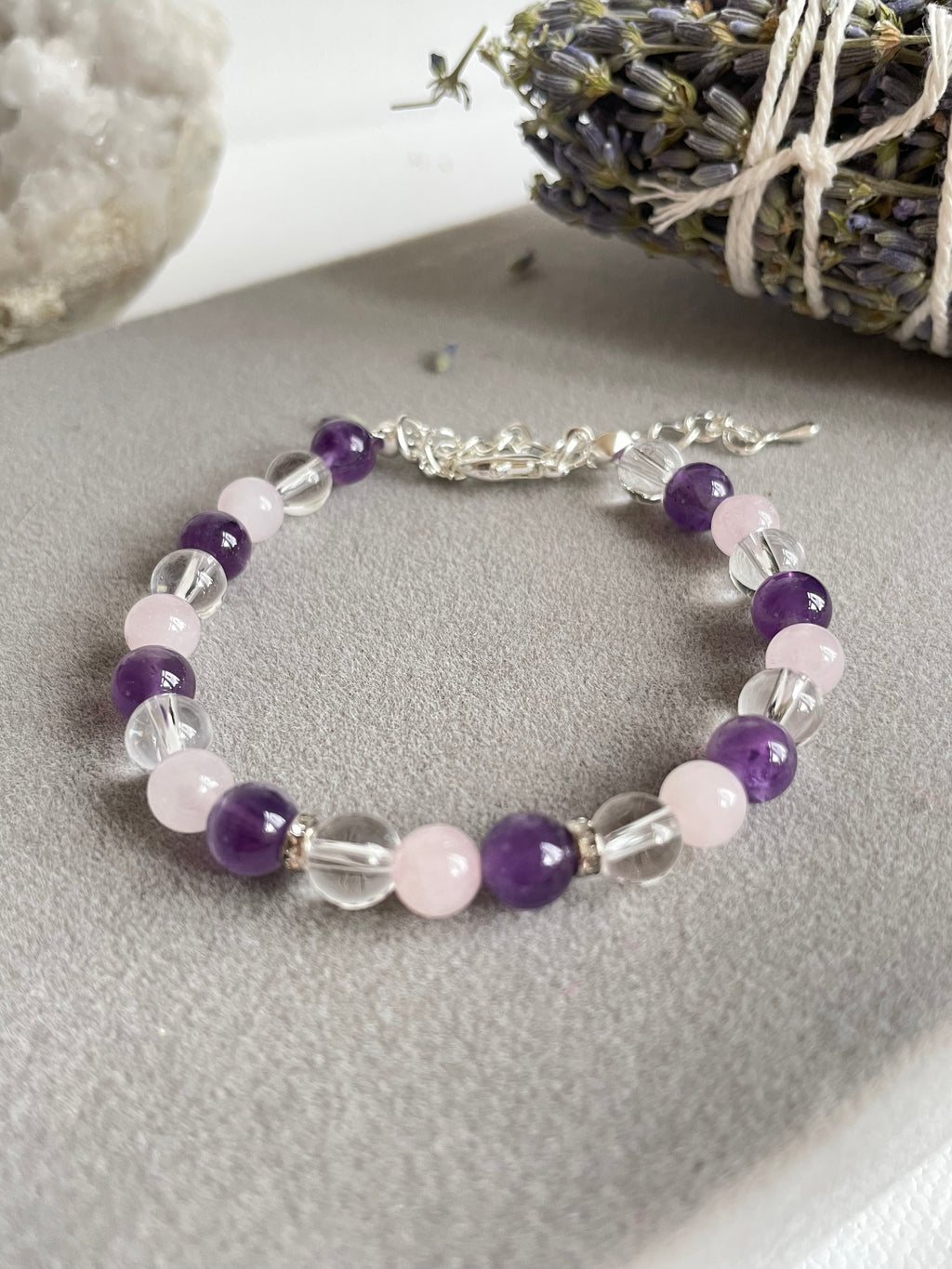 Amethyst, Clear Quartz and Rose Quartz