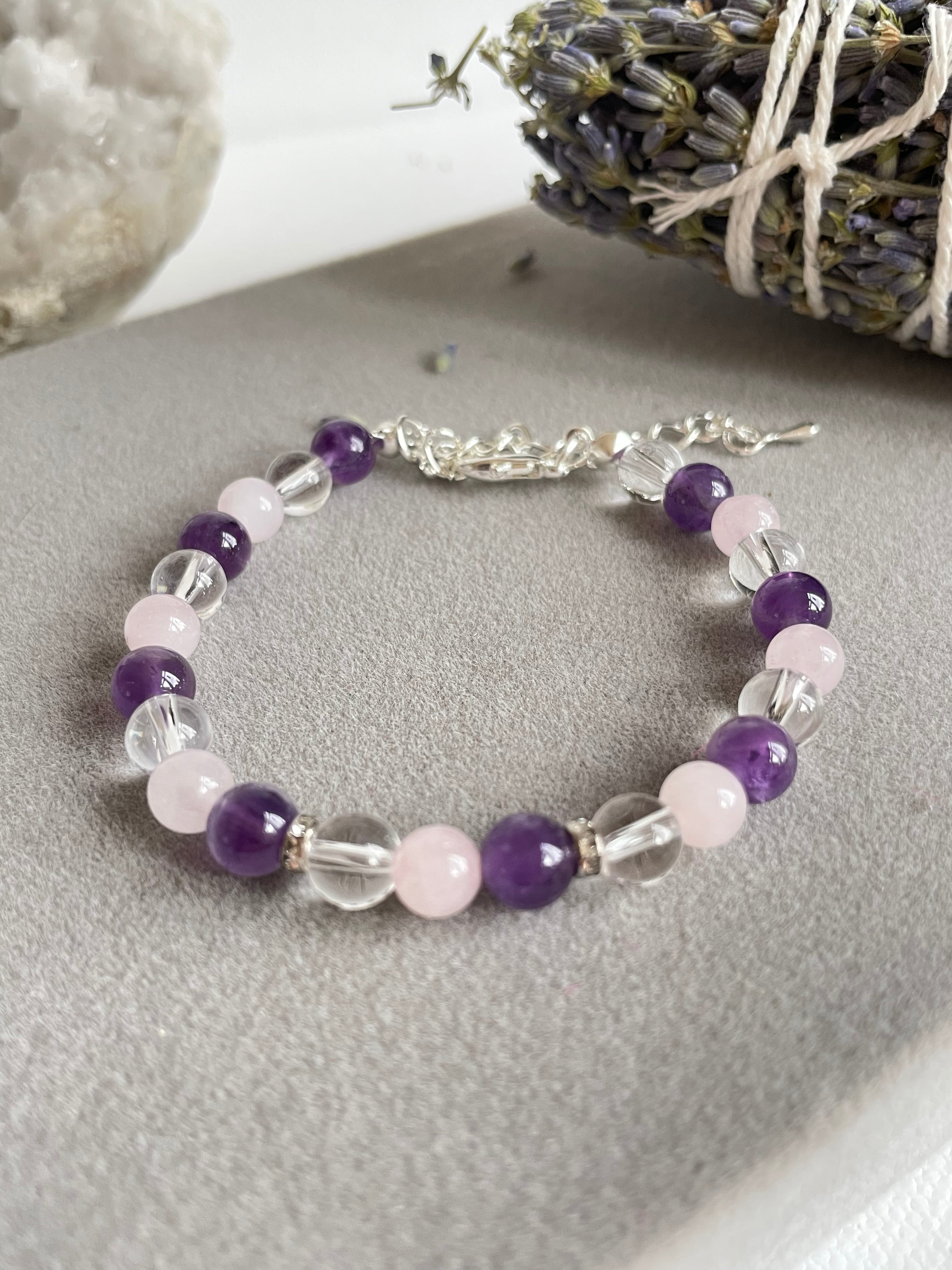 Amethyst, Clear Quartz and Rose Quartz