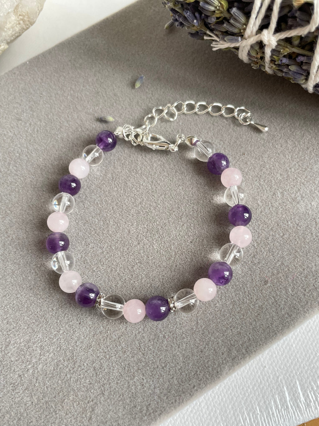 Amethyst, Clear Quartz and Rose Quartz