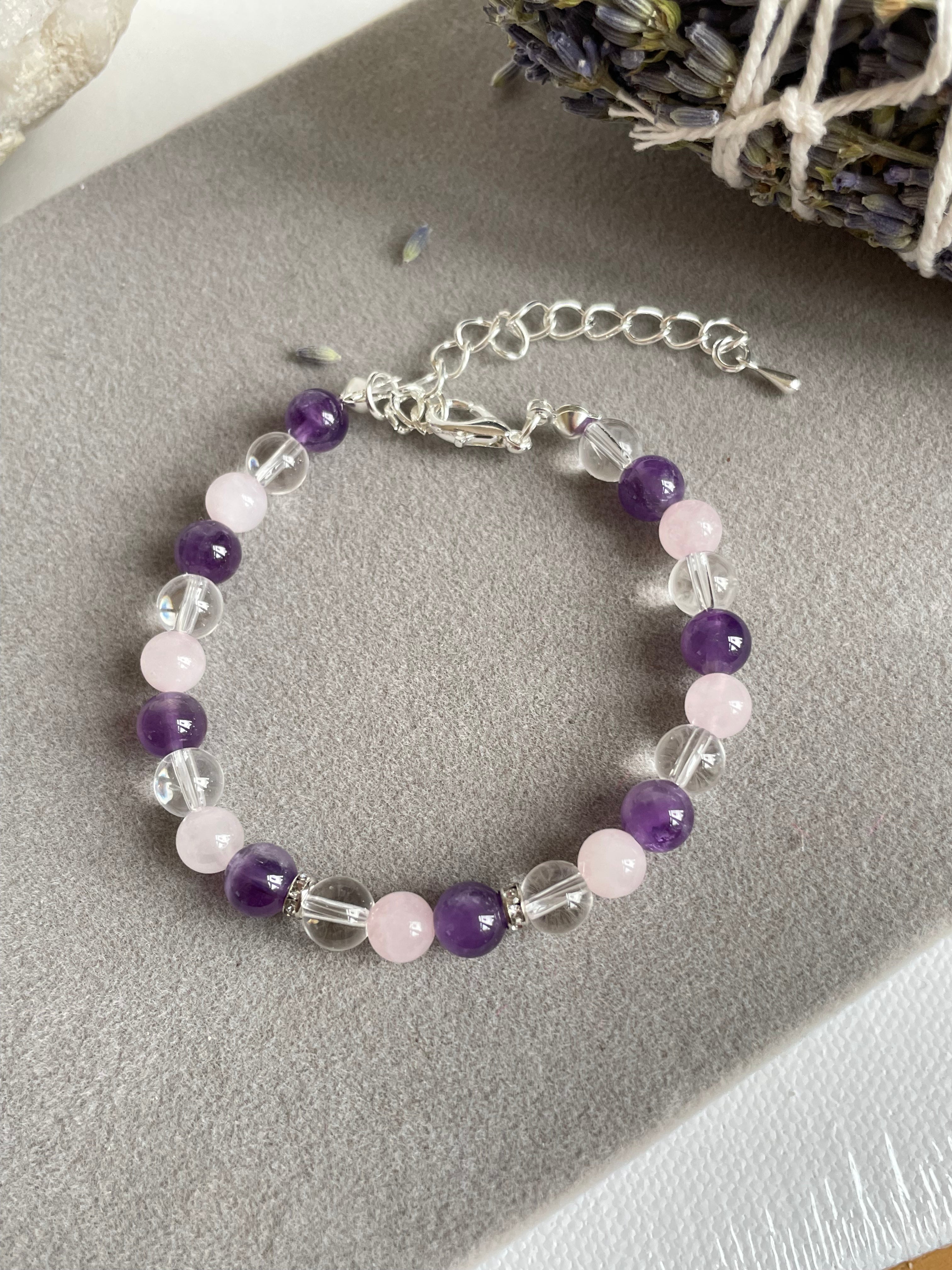 Amethyst, Clear Quartz and Rose Quartz