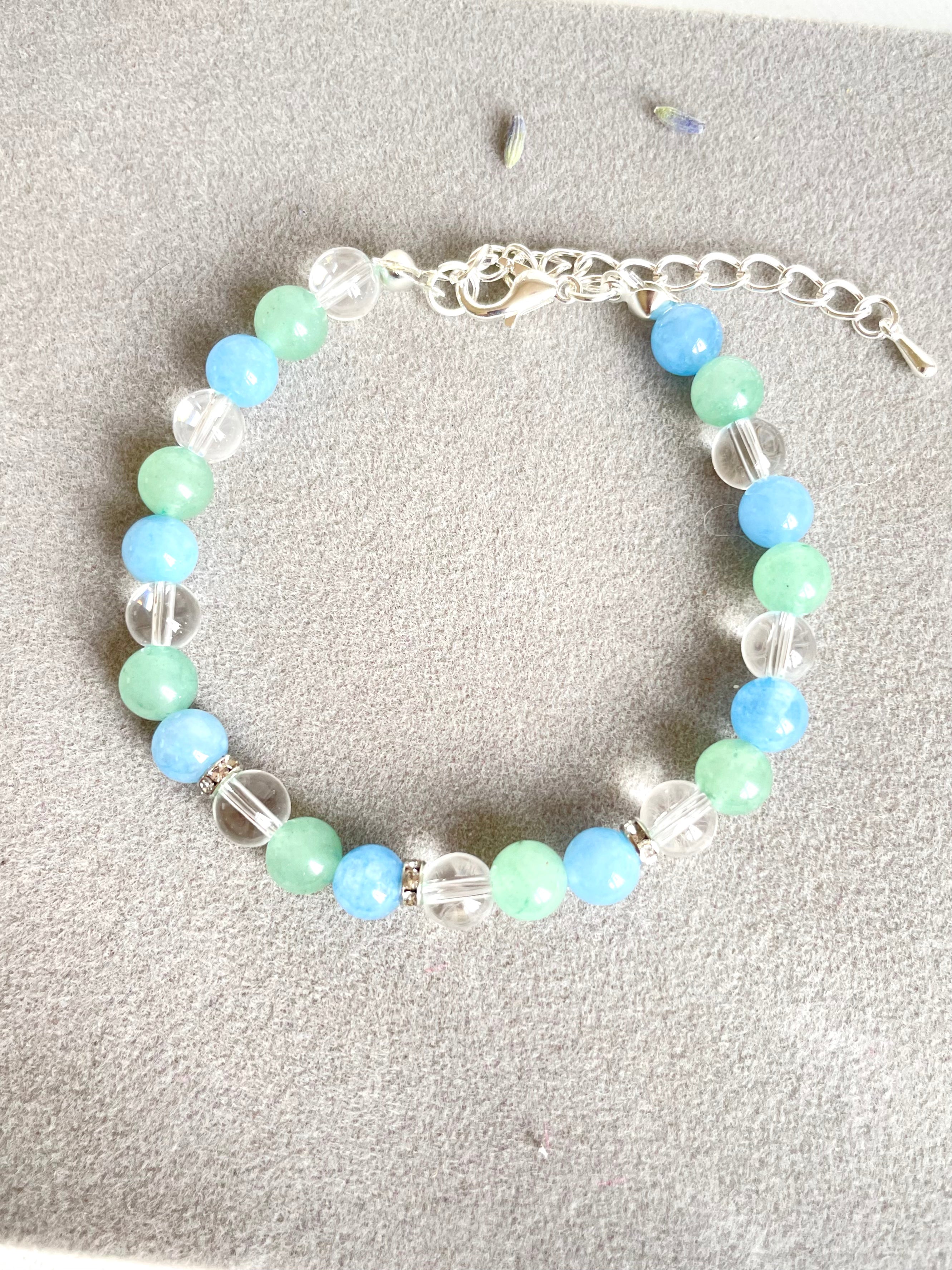 Green Aventurine, Aquamarine and Clear Quartz