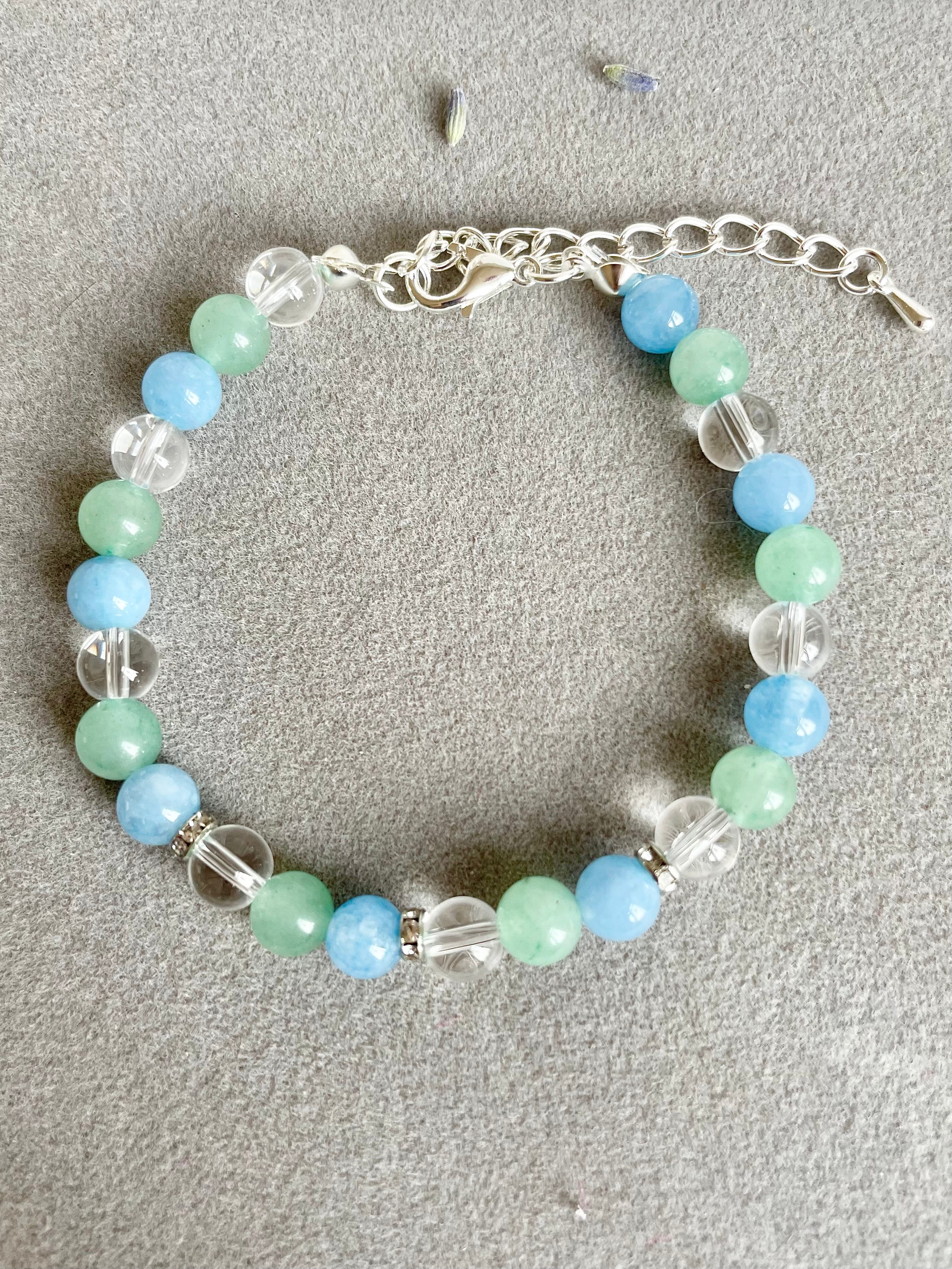 Green Aventurine, Aquamarine and Clear Quartz