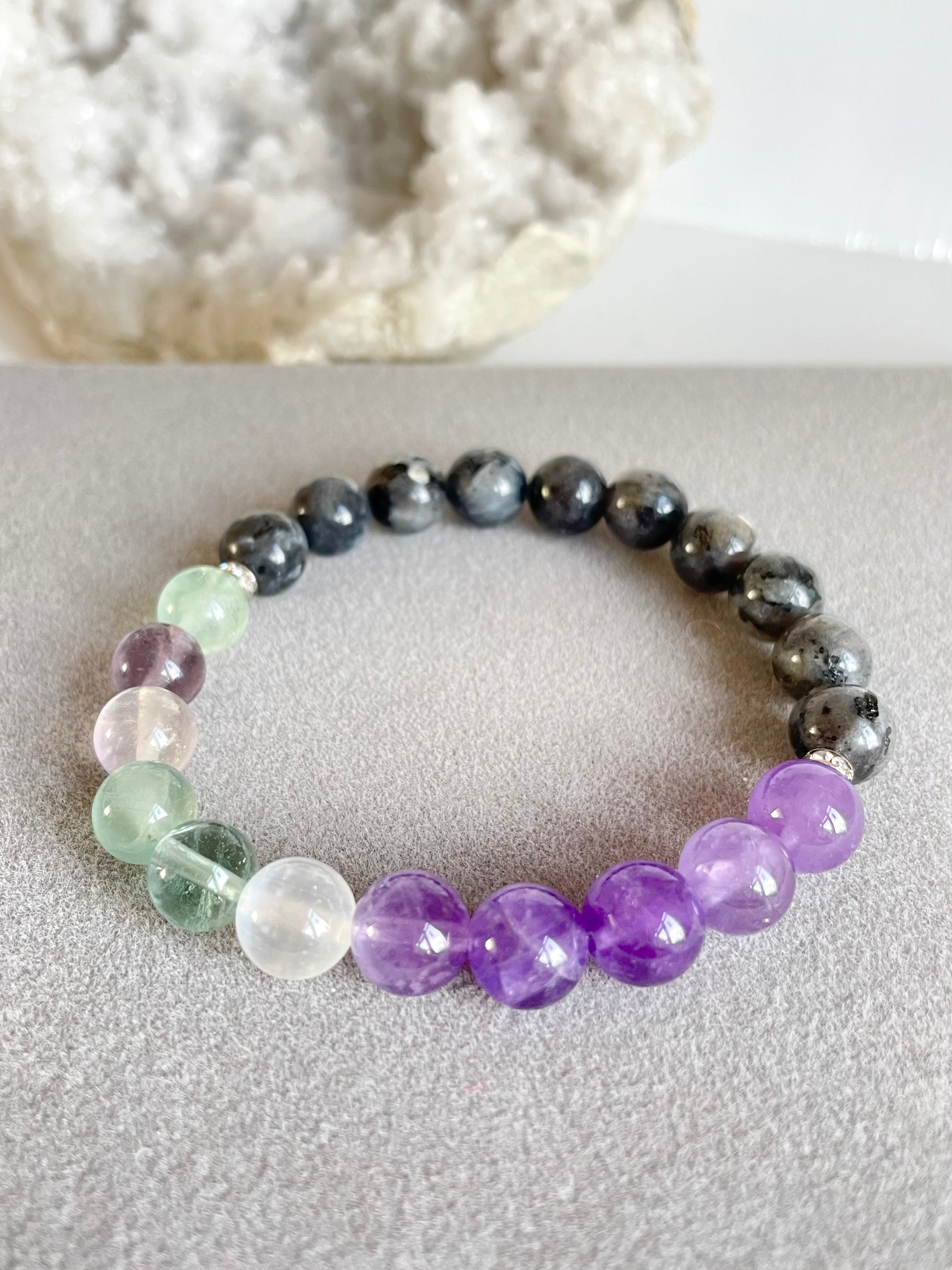 Fluorite, Amethyst and Labradorite