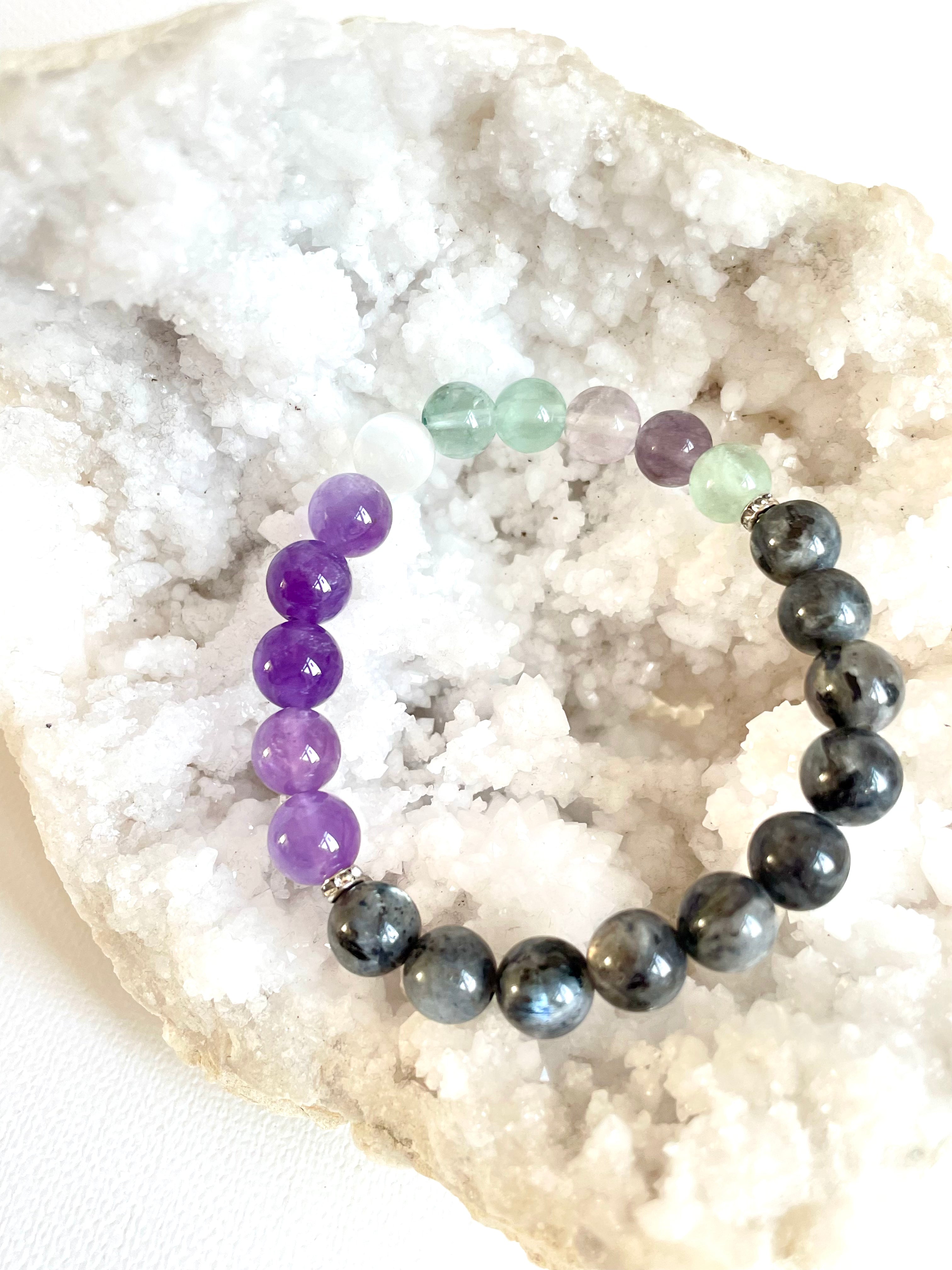 Fluorite, Amethyst and Labradorite