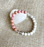 Howlite, Clear Quartz and Pink Rhodochrosite