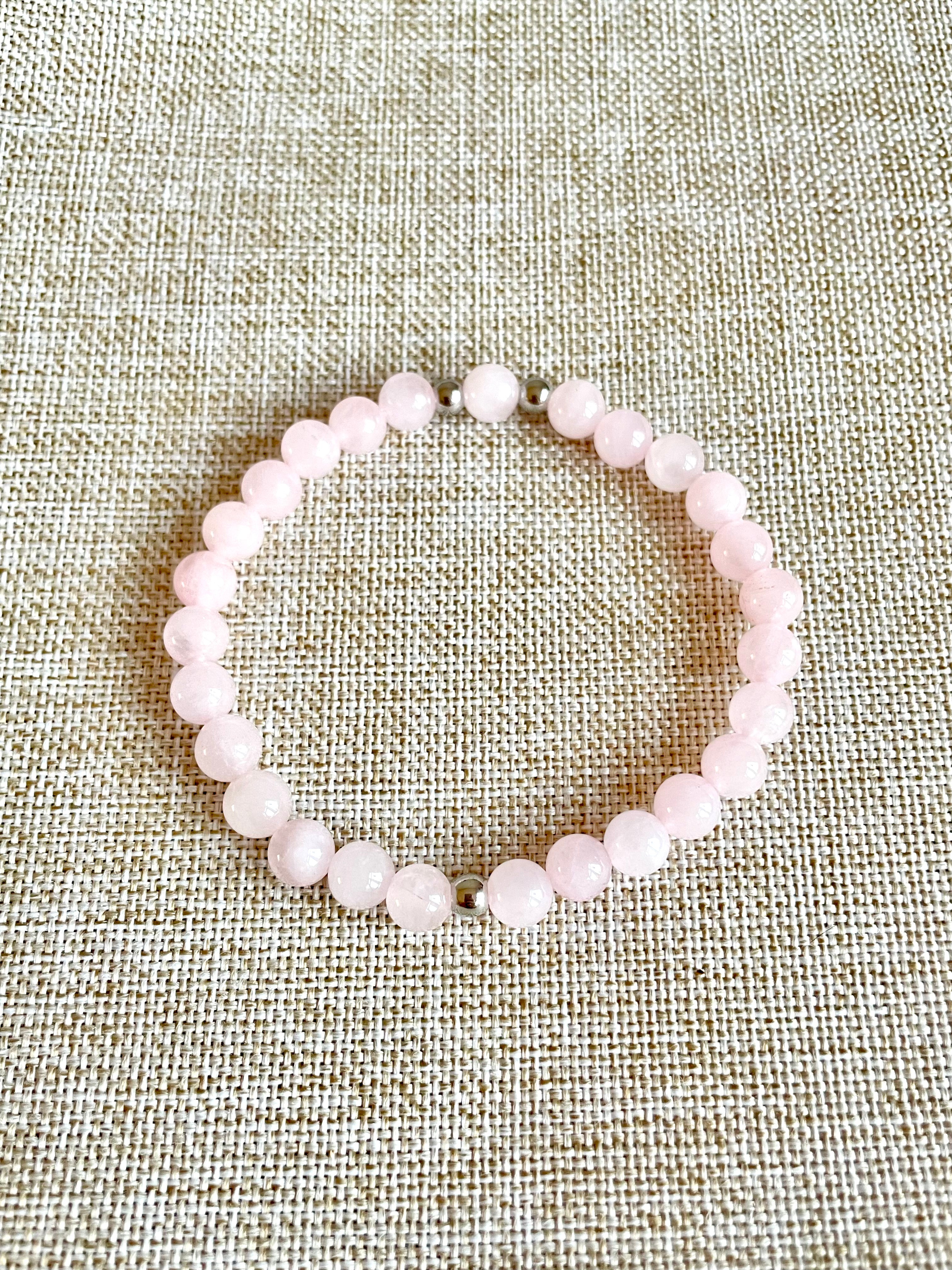 Rose Quartz with Silver Bead
