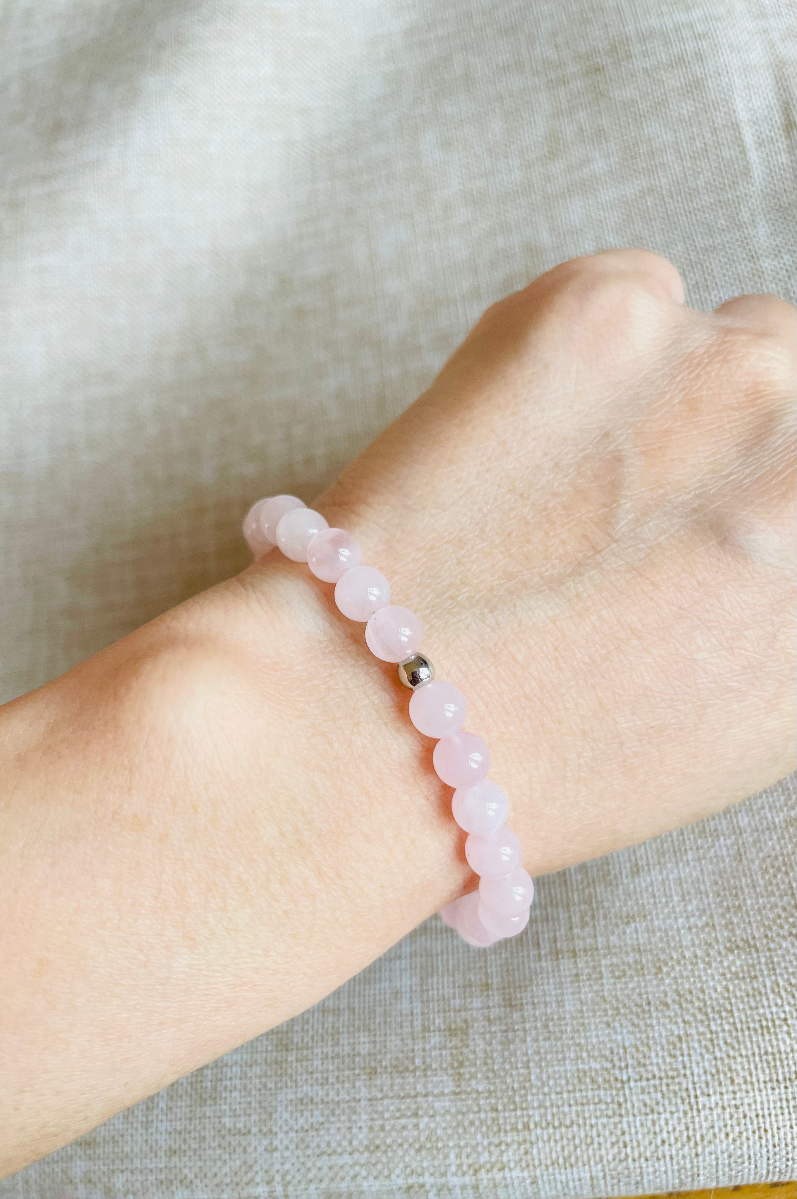 Rose Quartz with Silver Bead
