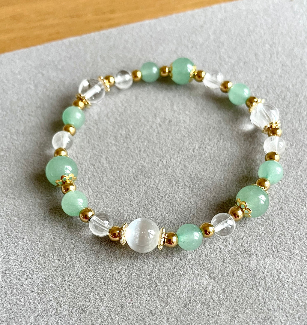 Green Aventurine, Clear Quartz and Selenite