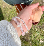 Rose Quartz, Clear Quartz and Selenite with Faceted Moonstone Chain