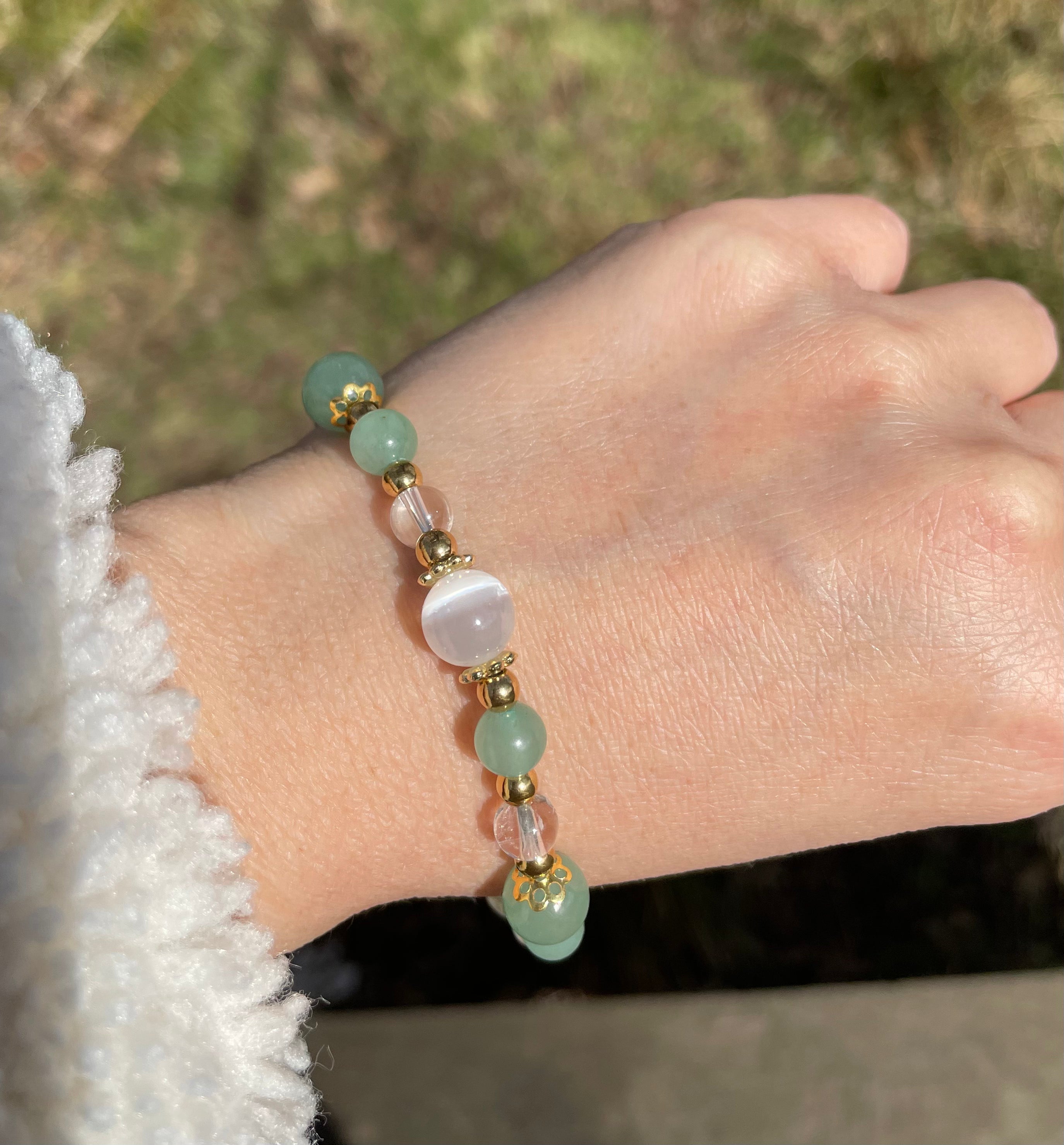 Green Aventurine, Clear Quartz and Selenite