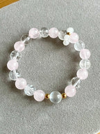 Rose Quartz, Clear Quartz and Selenite with Faceted Moonstone Chain