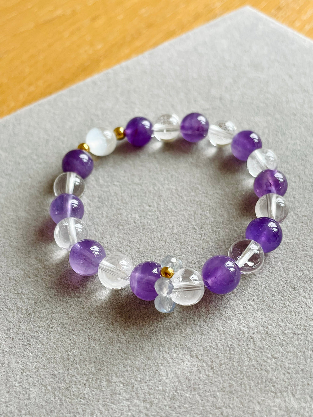 Amethyst, Clear Quartz and Selenite with Faceted Labradorite Chain