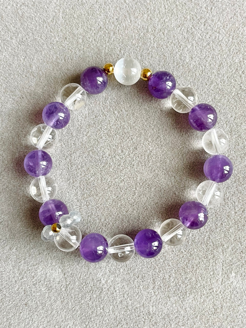 Amethyst, Clear Quartz and Selenite with Faceted Labradorite Chain