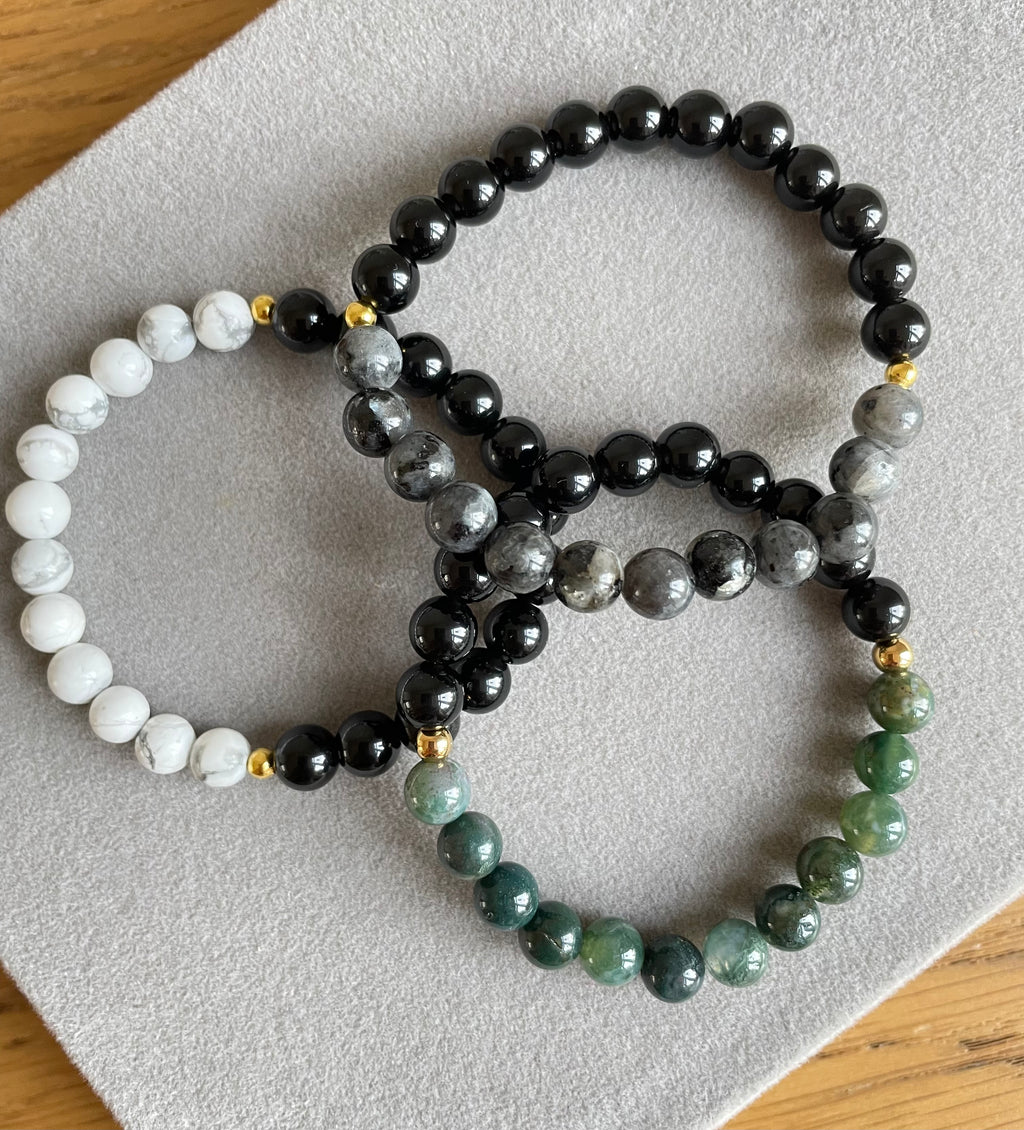 Obsidian and Moss Agate