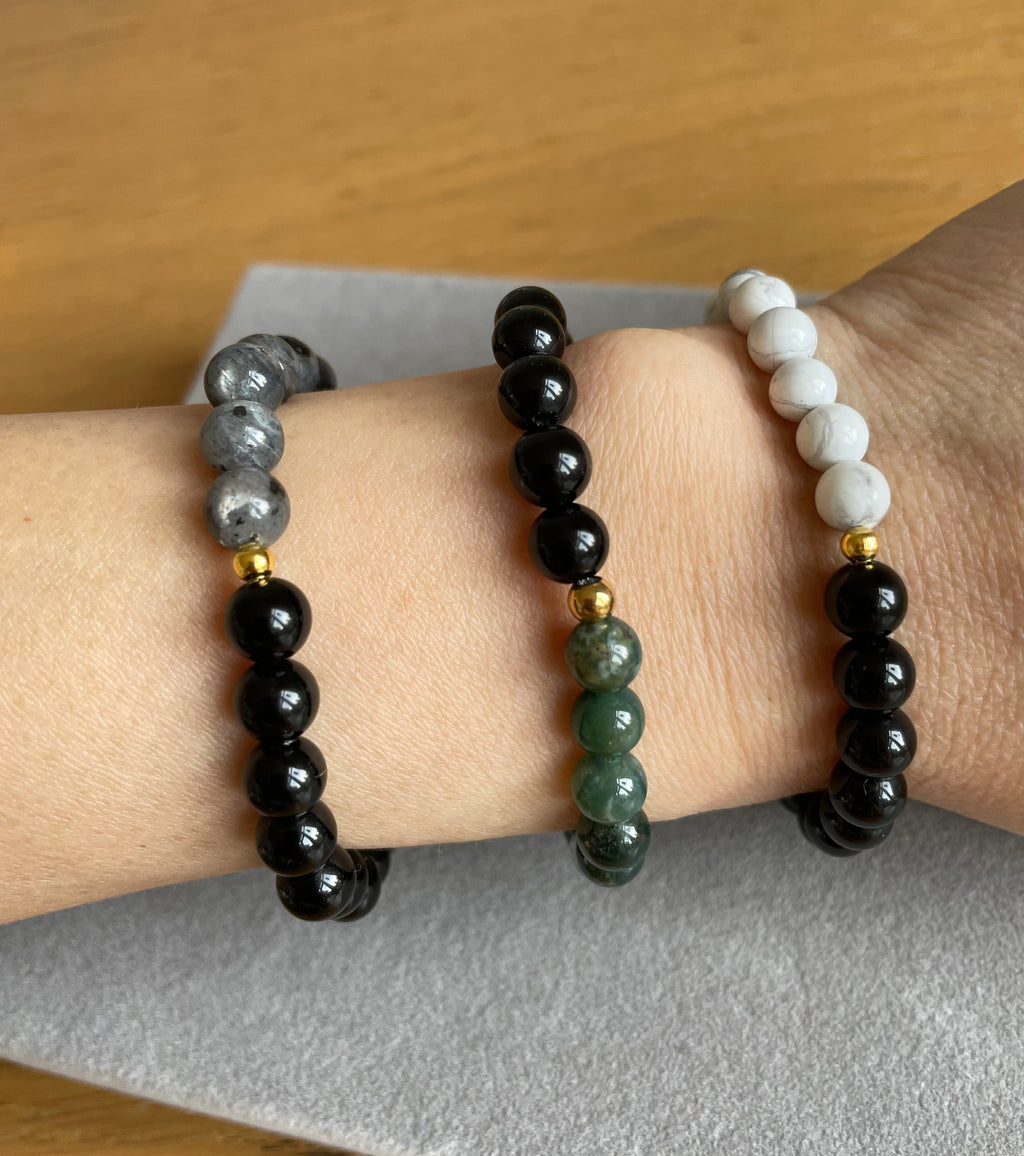 Obsidian and Moss Agate