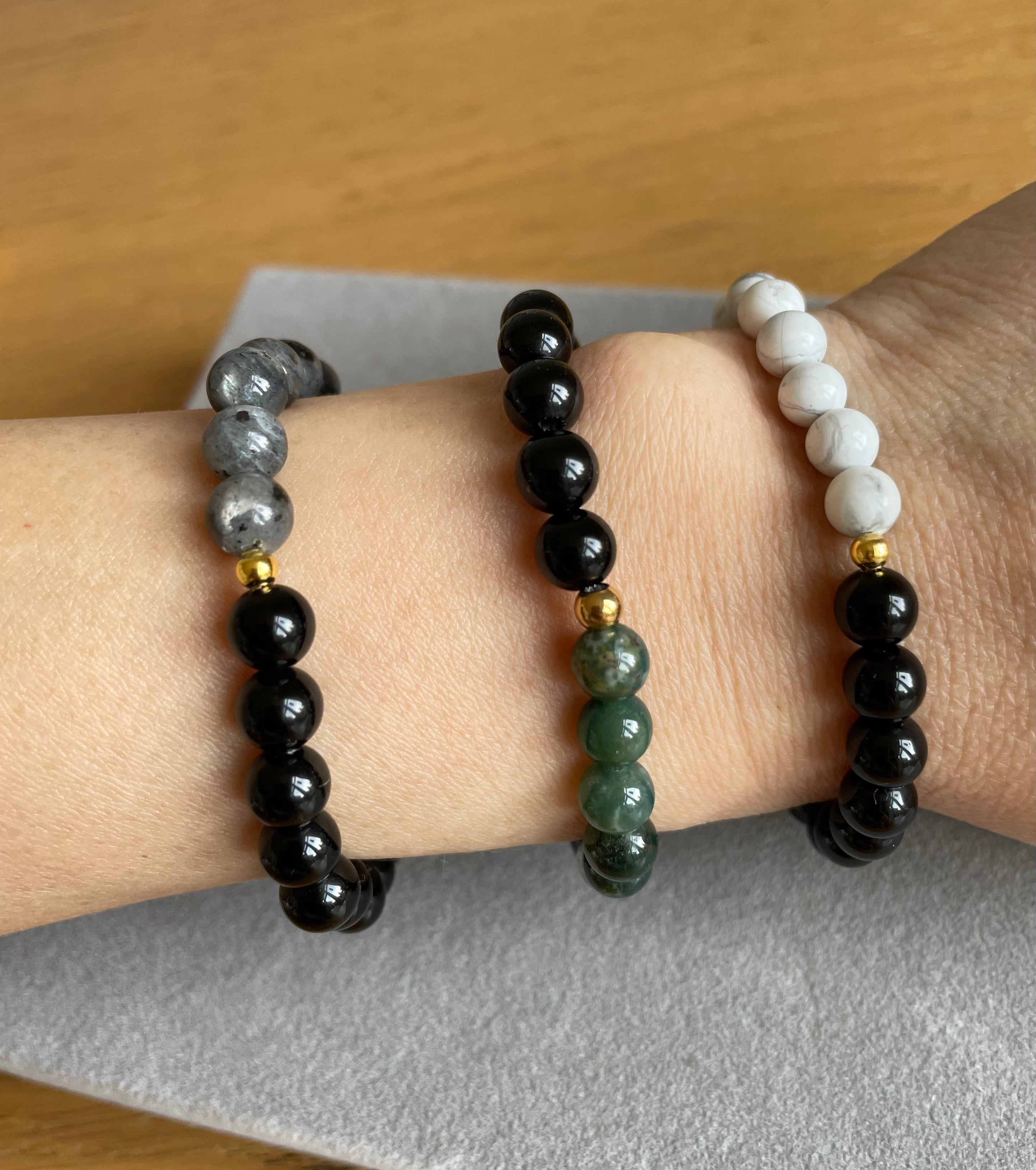 Obsidian and Moss Agate