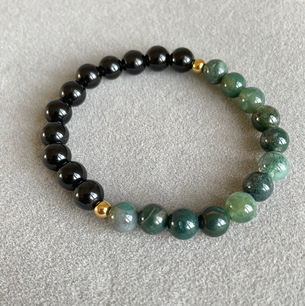 Obsidian and Moss Agate