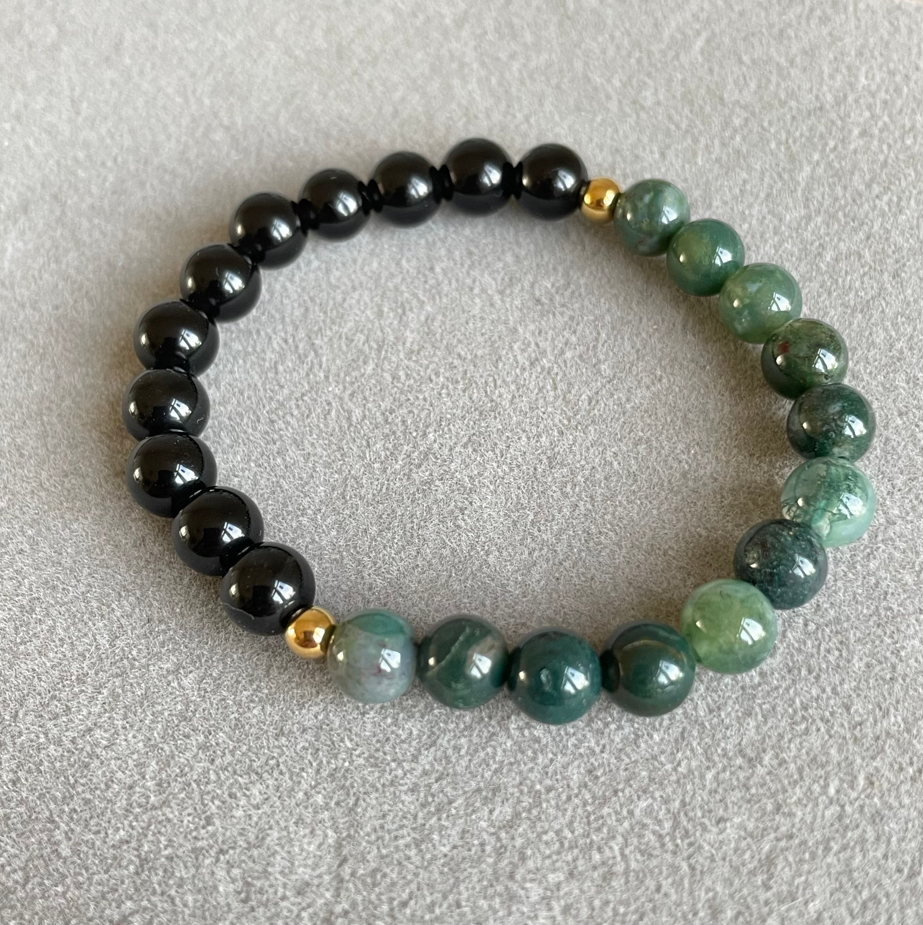Obsidian and Moss Agate