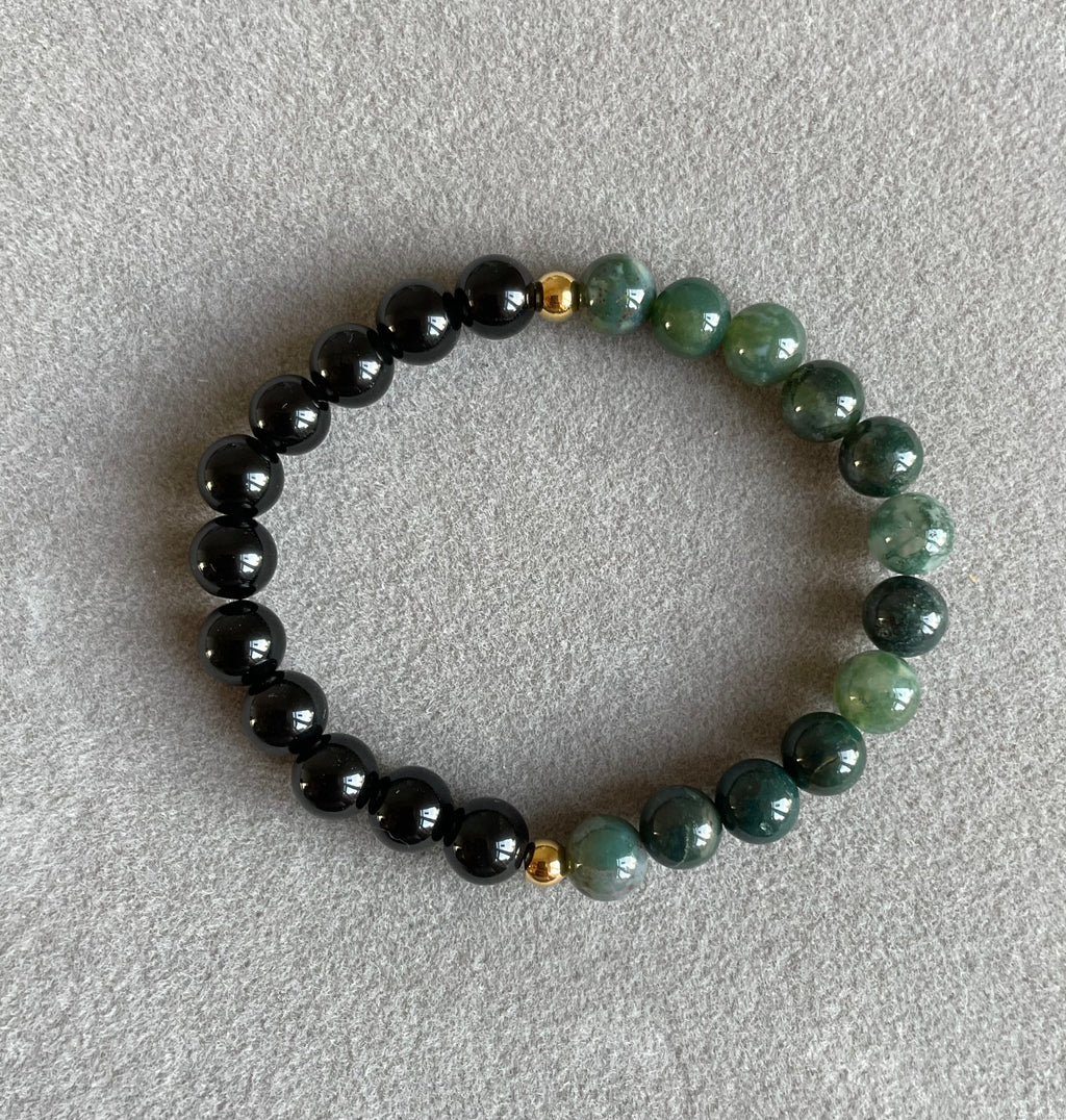Obsidian and Moss Agate