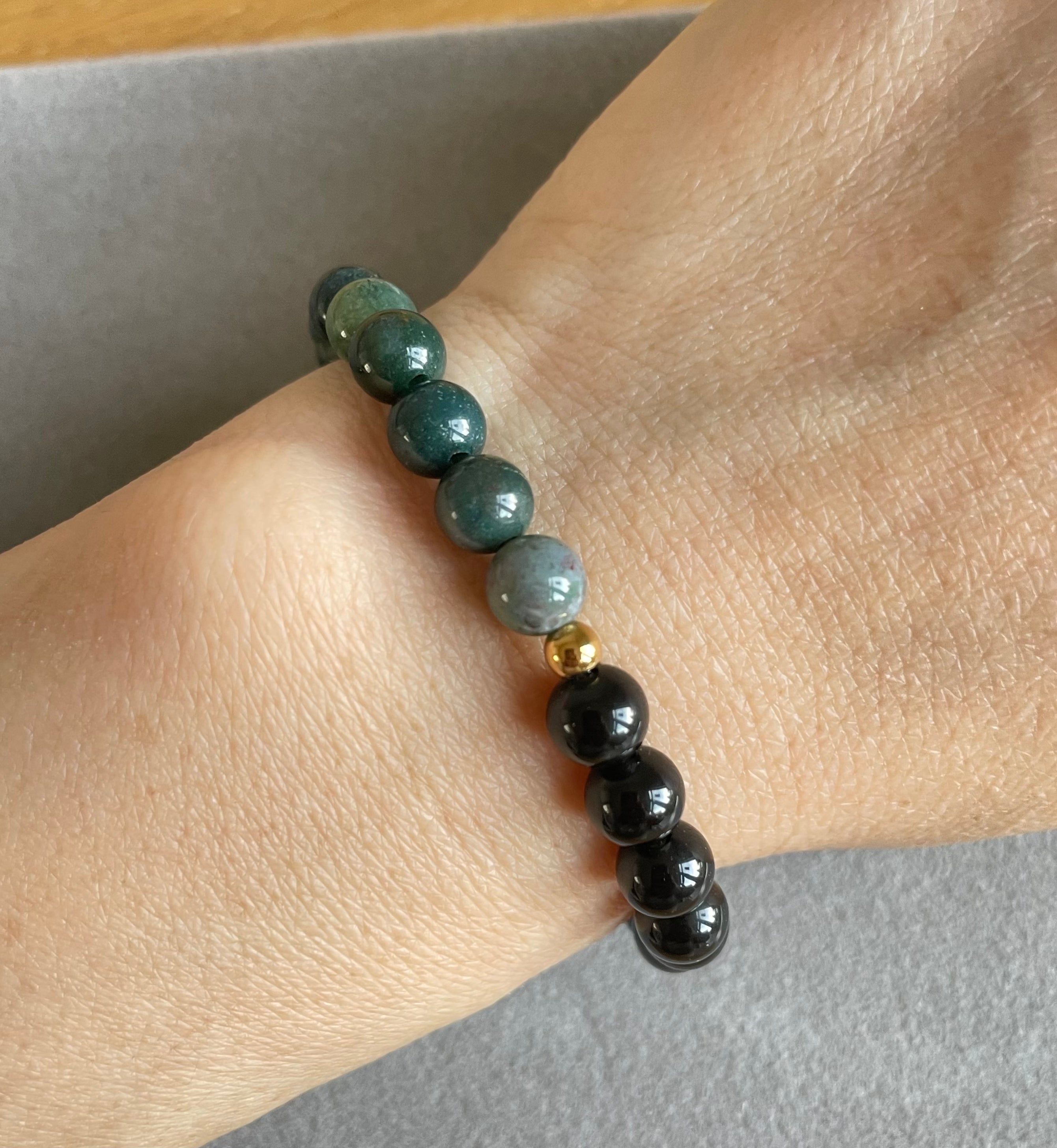 Obsidian and Moss Agate