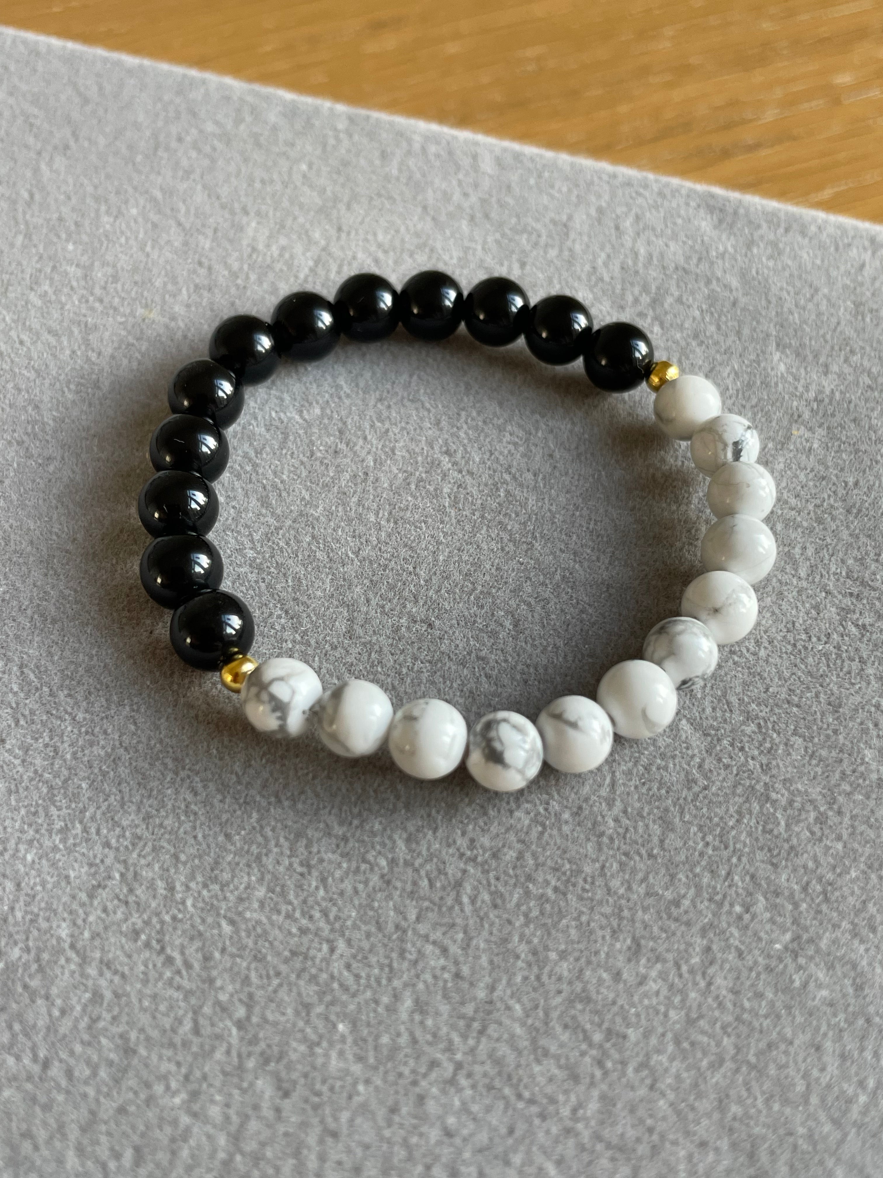 Obsidian and White Turquoise (Howlite)