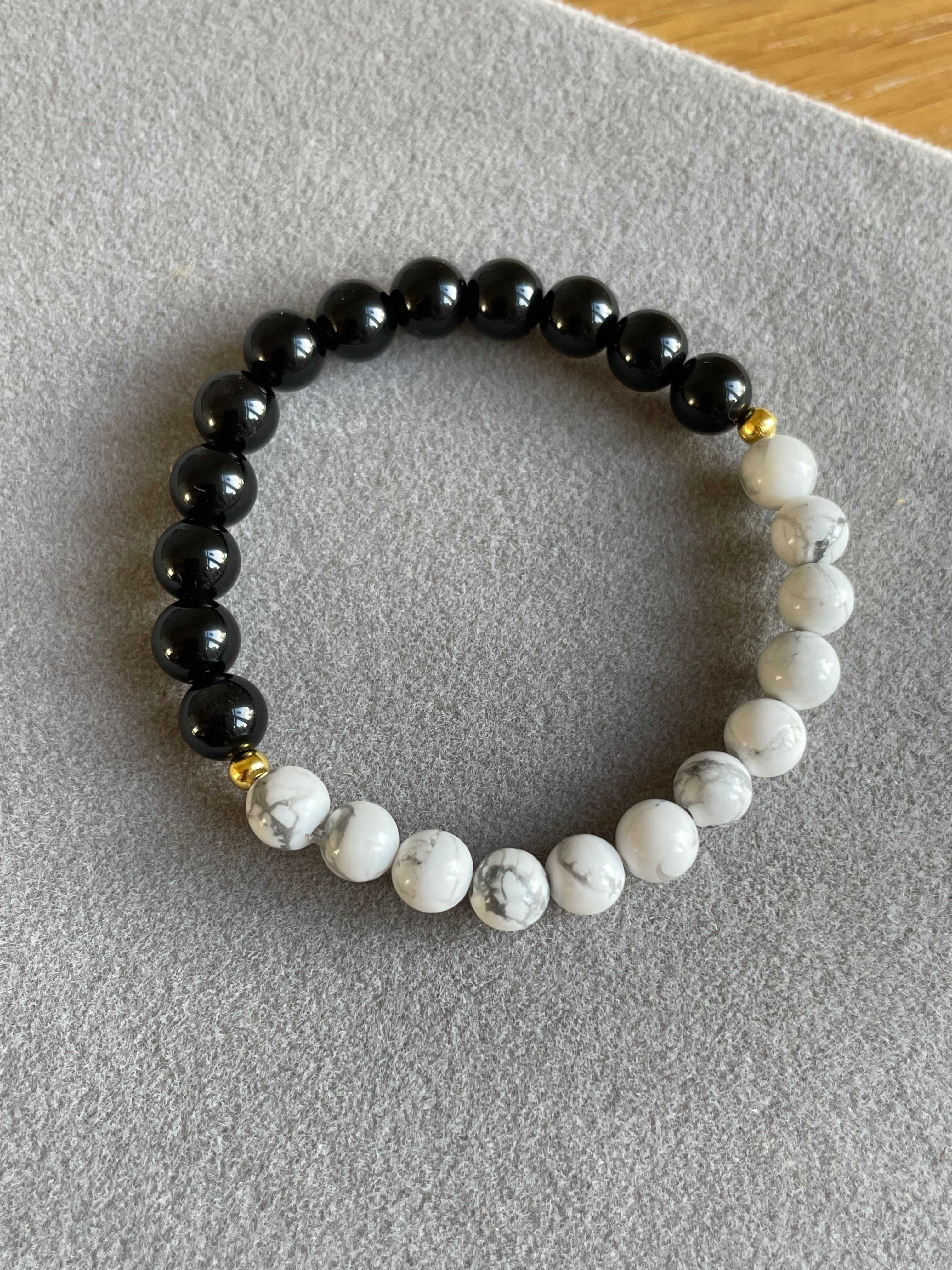 Obsidian and White Turquoise (Howlite)
