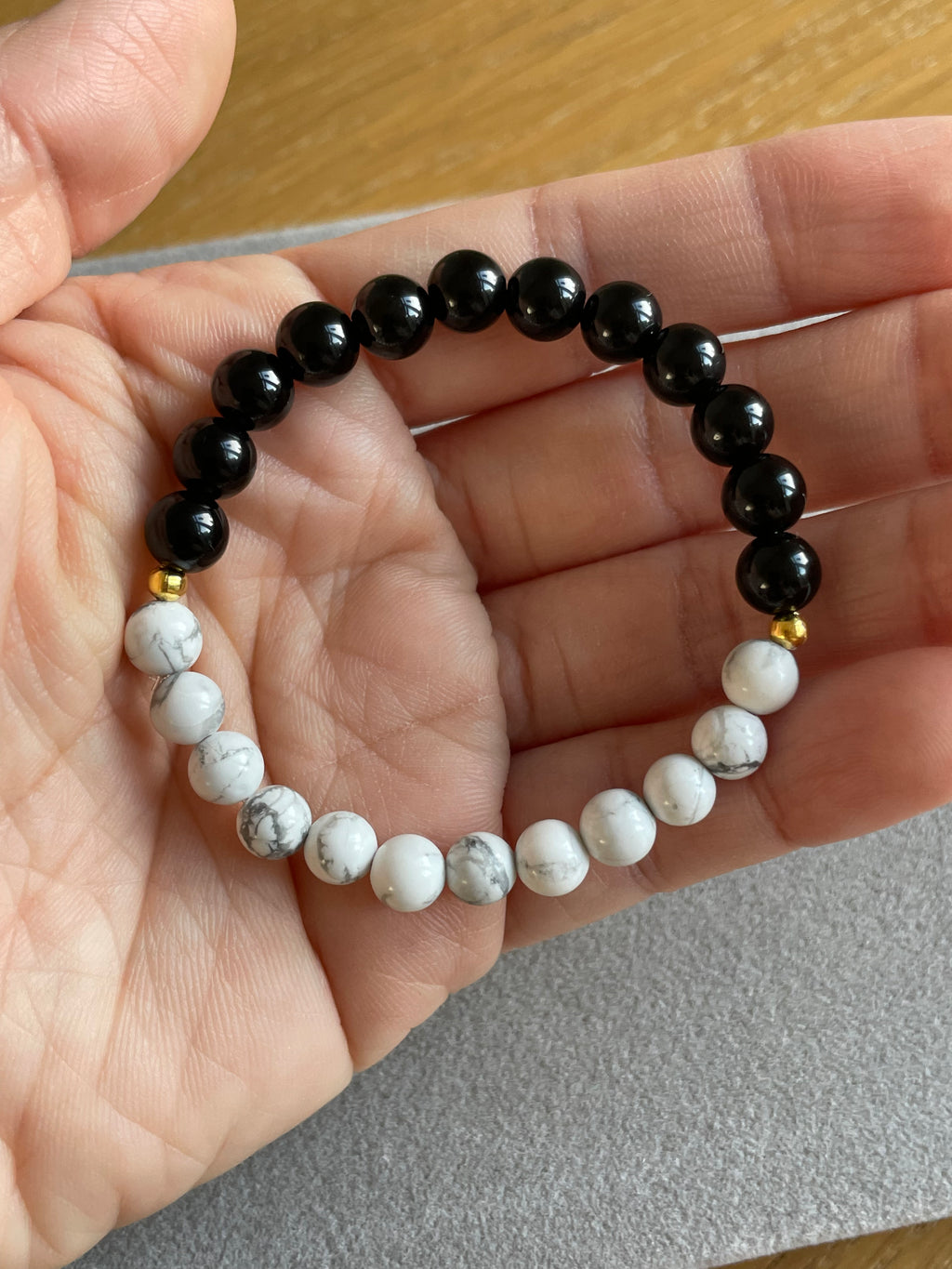 Obsidian and White Turquoise (Howlite)