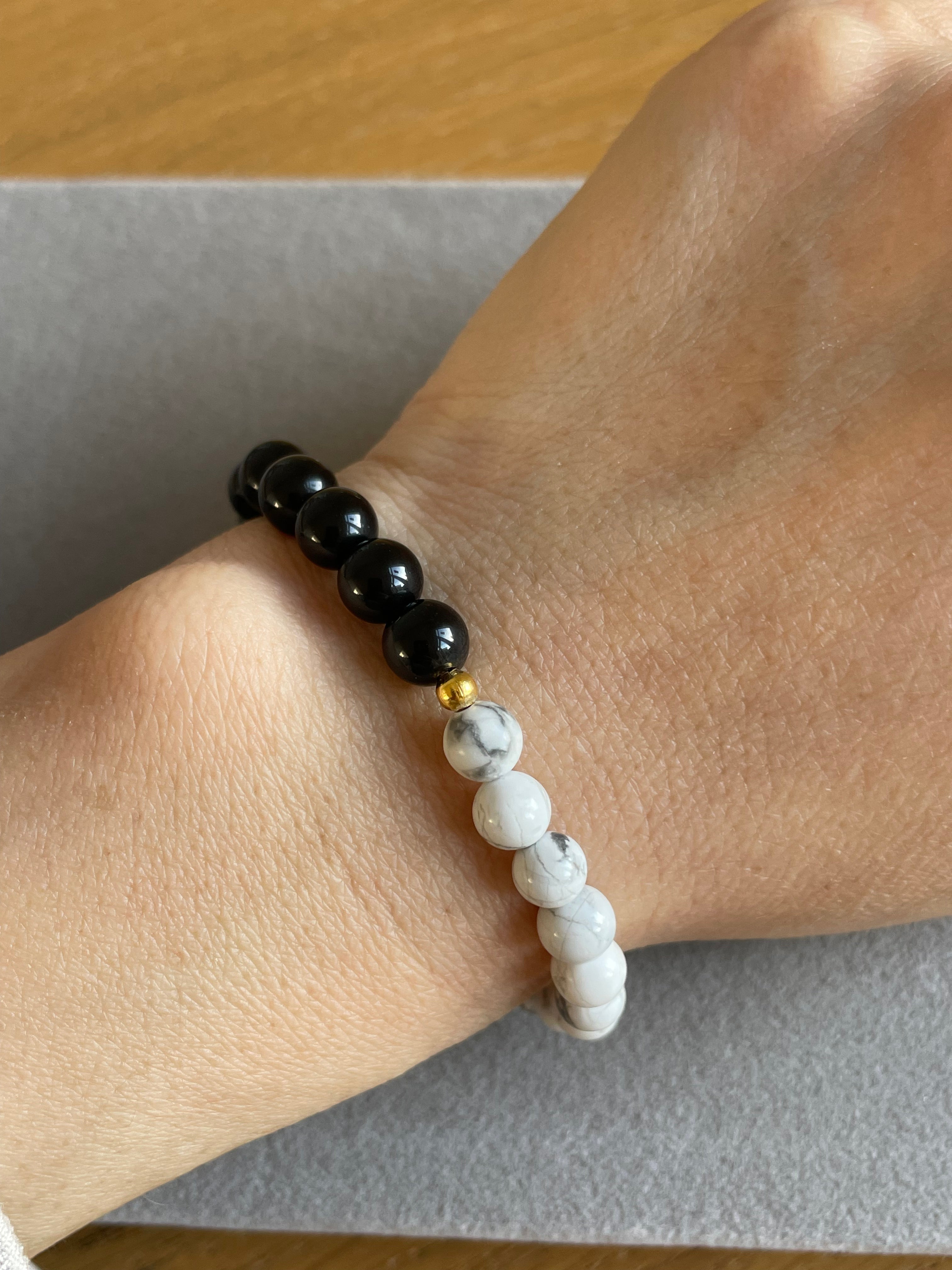 Obsidian and White Turquoise (Howlite)